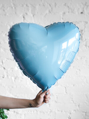 Шар сердце 18" металлик Голубой