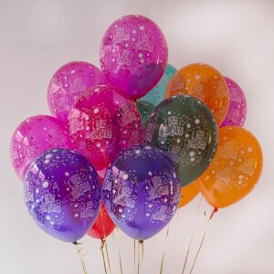 Облако шаров с гелием С Днем рождения Кристалл 100 шт