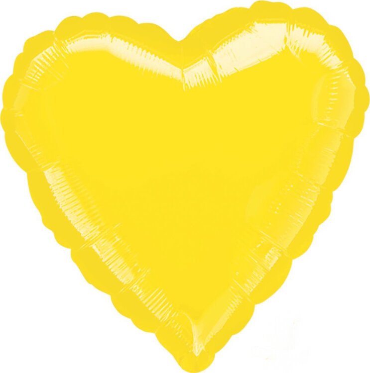 Шар сердце 18" металлик Желтый