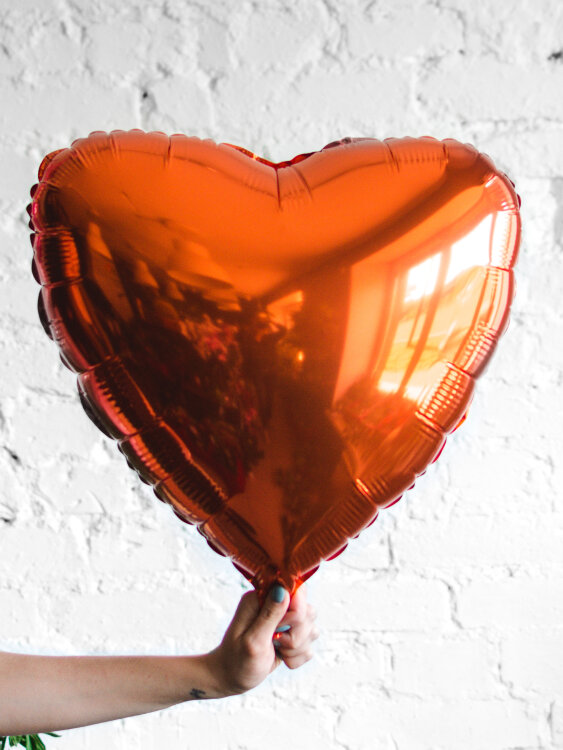 Шар сердце 18" металлик Оранжевое