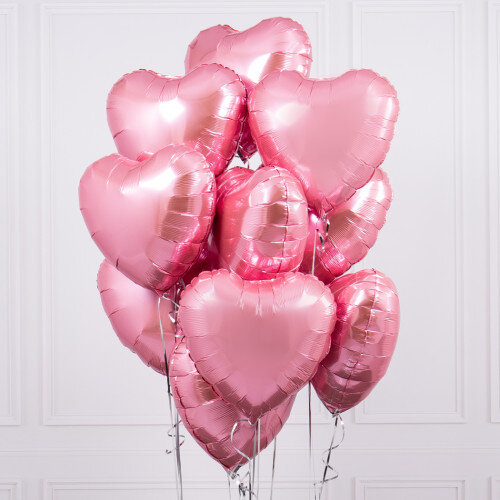 Букет из шаров розовые металлик сердца